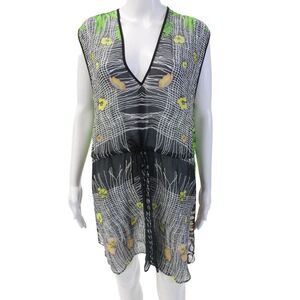 Clover Canyon Swim Womens Floral Print Sheer Cover-Up Black Size M